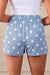 Sky Blue Polka Dot Print Shirred High Waist Casual Shorts Dear lover
