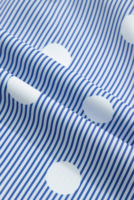 Sky Blue Polka Dot Print Shirred High Waist Casual Shorts Dear lover