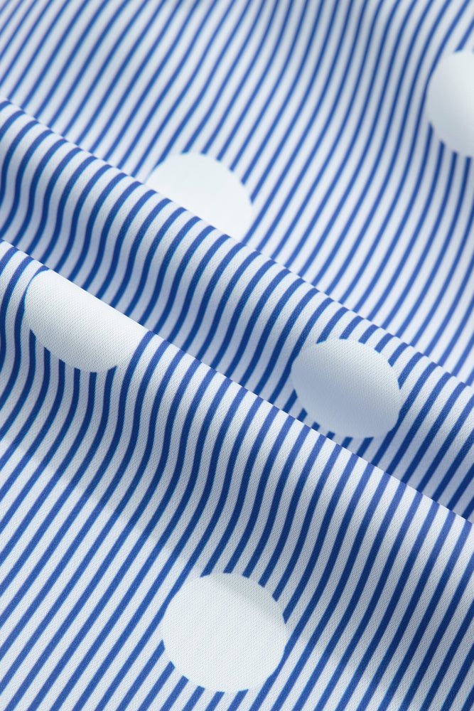 Sky Blue Polka Dot Print Shirred High Waist Casual Shorts Dear lover
