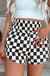 Black Checkered Print High Waist Casual Shorts Dear lover