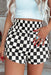 Black Checkered Print High Waist Casual Shorts Dear lover