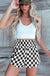 Black Checkered Print High Waist Casual Shorts Dear lover