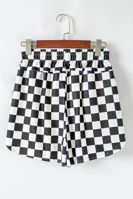 Black Checkered Print High Waist Casual Shorts Dear lover