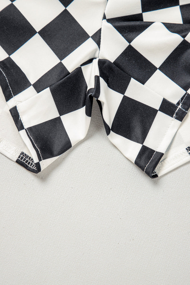 Black Checkered Print High Waist Casual Shorts Dear lover