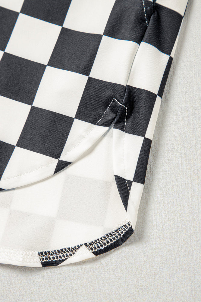 Black Checkered Print High Waist Casual Shorts Dear lover