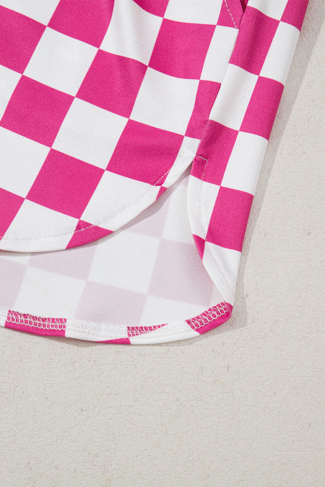 Rose Checkered Print High Waist Casual Shorts Dear lover