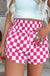 Rose Checkered Print High Waist Casual Shorts Dear lover