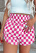 Rose Checkered Print High Waist Casual Shorts Dear lover