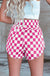Rose Checkered Print High Waist Casual Shorts Dear lover