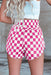 Rose Checkered Print High Waist Casual Shorts Dear lover