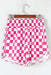 Rose Checkered Print High Waist Casual Shorts Dear lover