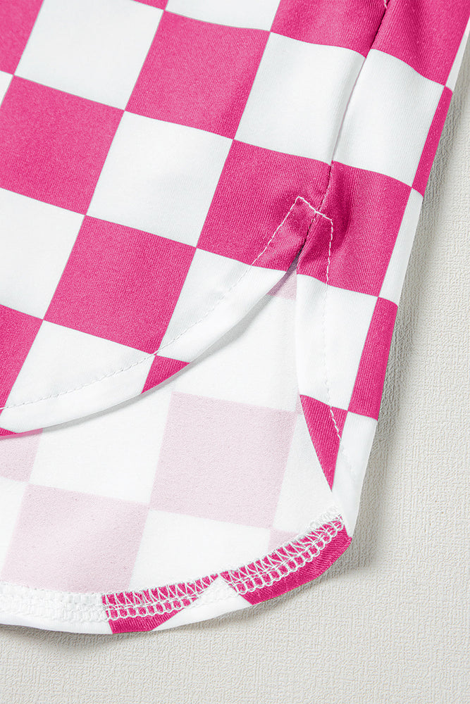Rose Checkered Print High Waist Casual Shorts Dear lover