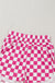 Rose Checkered Print High Waist Casual Shorts Dear lover