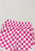 Rose Checkered Print High Waist Casual Shorts Dear lover