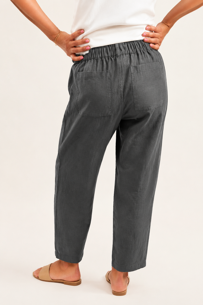 Carbon Grey Mineral Wash Barrel Pants back view