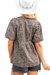 Brown leopard tie neck puff sleeve top on white background