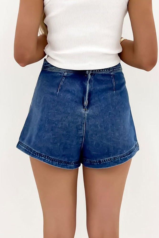 Ashleigh Blue Faux Wrapped Mini Denim Skort Dear lover