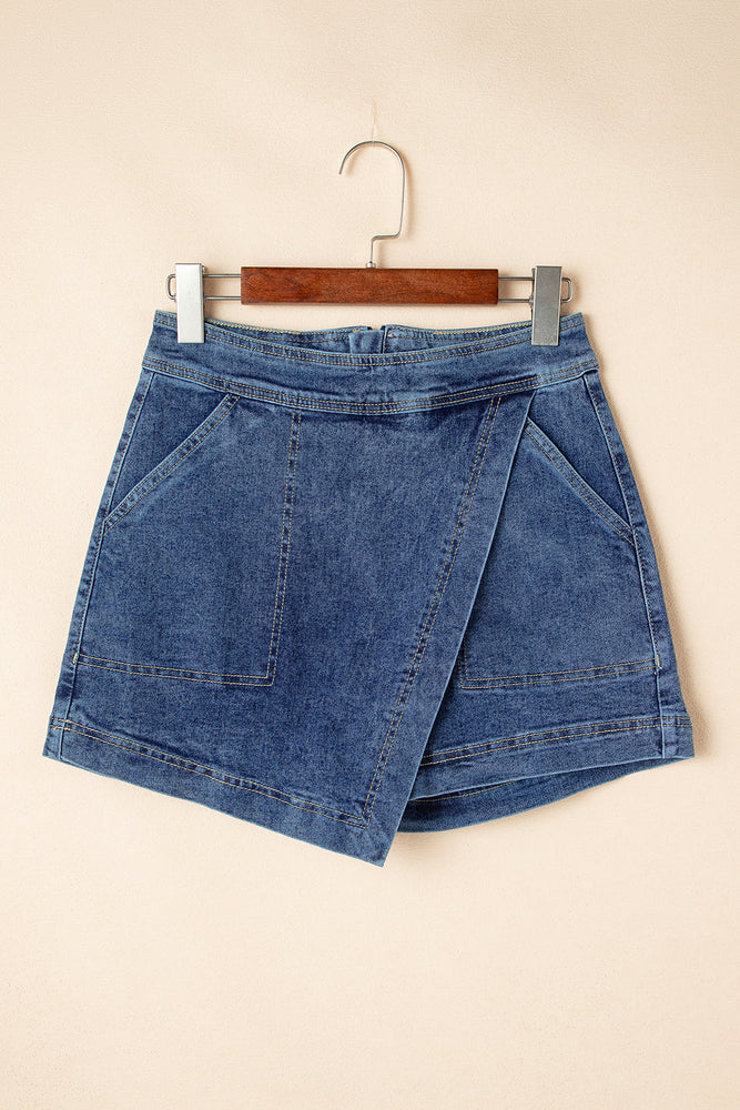Ashleigh Blue Faux Wrapped Mini Denim Skort Dear lover