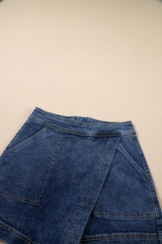 Ashleigh Blue Faux Wrapped Mini Denim Skort Dear lover