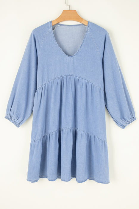 Beau Blue Puff Sleeve Mini Dress