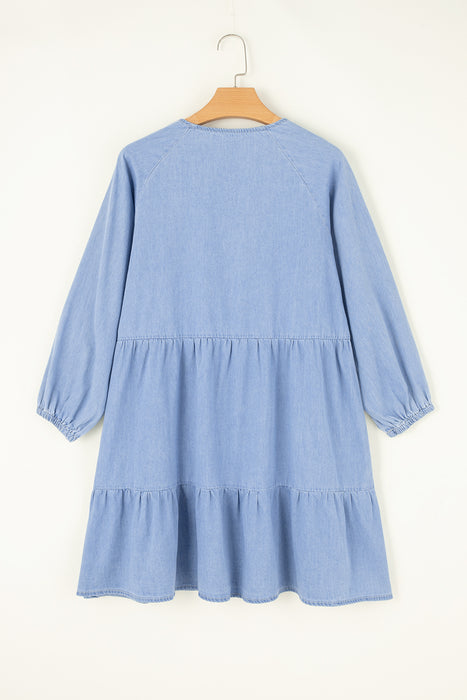 Beau Blue Puff Sleeve Mini Dress
