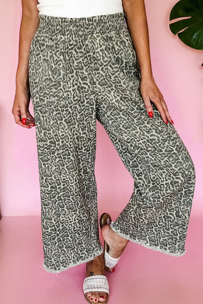 Brown leopard print pull-on jeans view 2