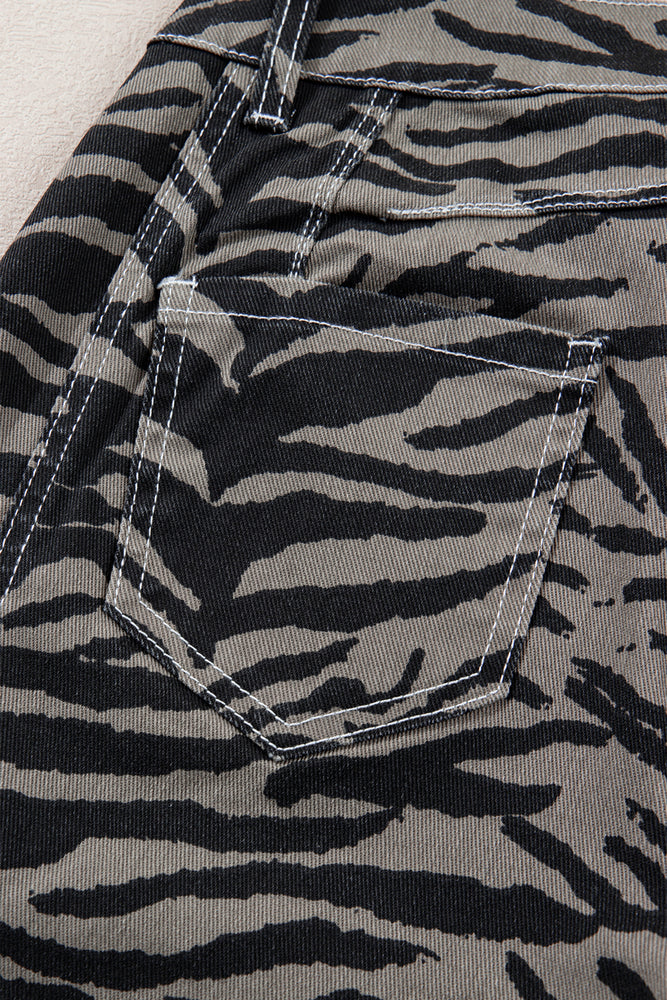 Gray zebra stripe barrel jeans view 11