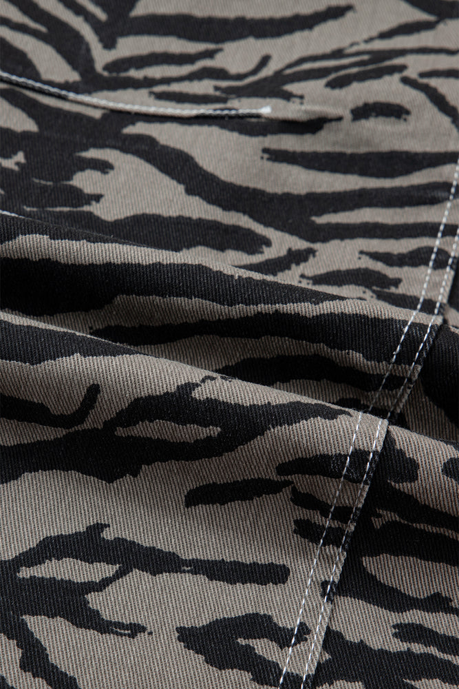Gray zebra stripe barrel jeans view 13