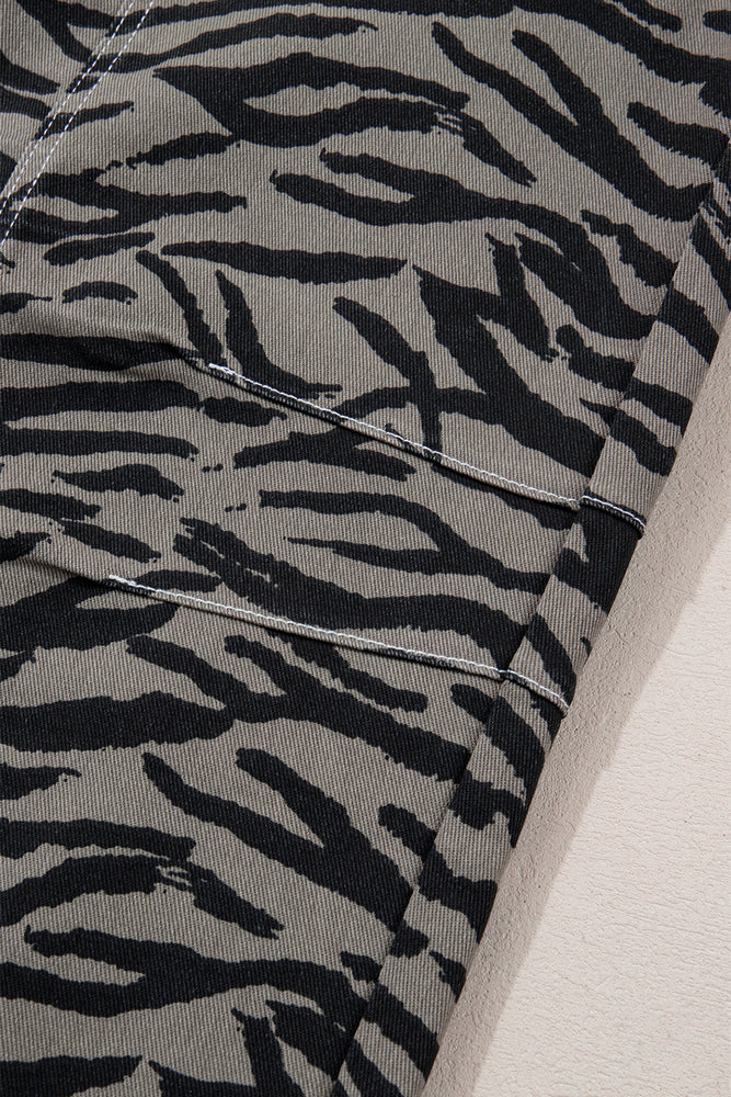 Gray zebra stripe barrel jeans view 14