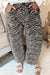 Gray zebra stripe barrel jeans view 1