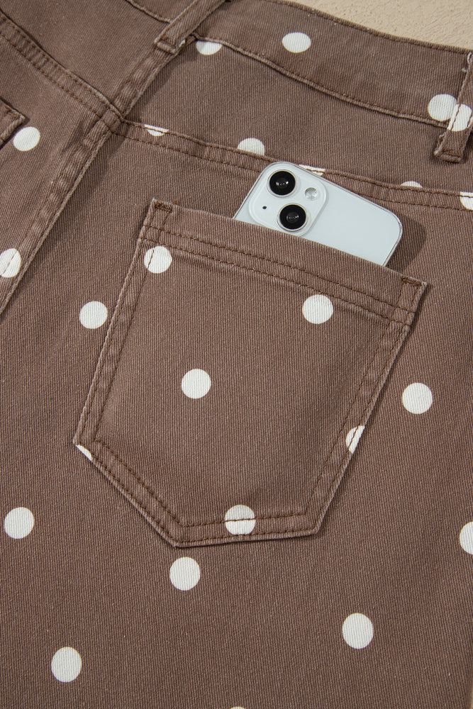 Brown polka dot barrel jeans view 10