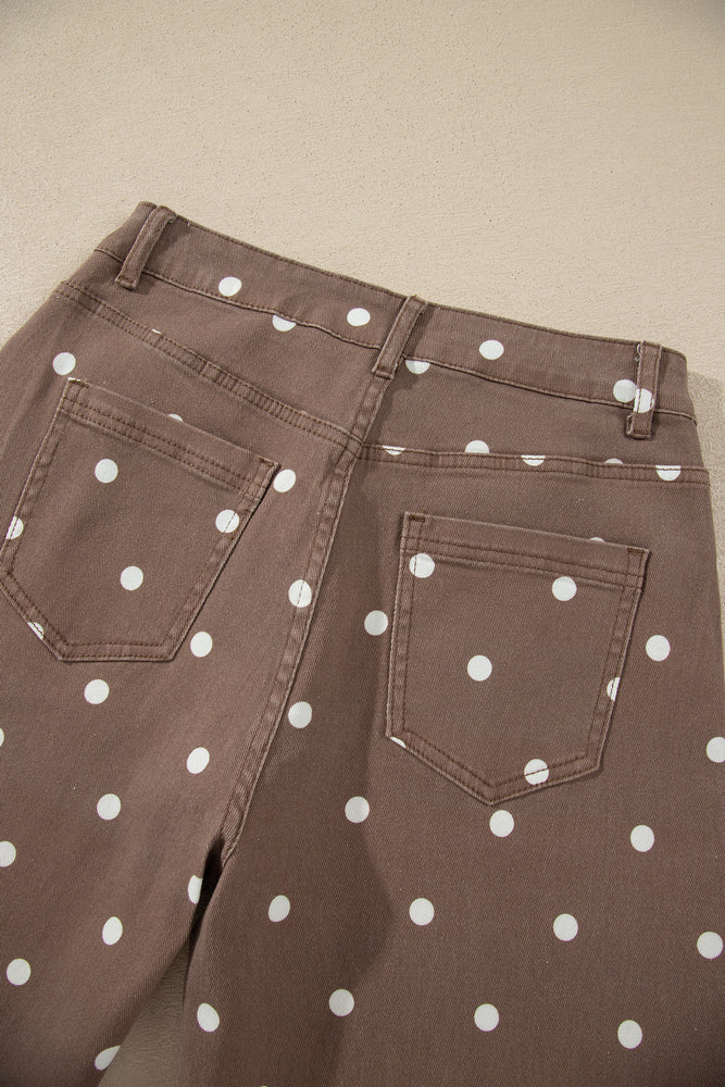 Brown polka dot barrel jeans view 11