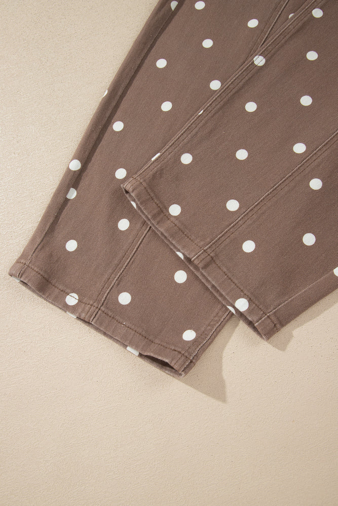 Brown polka dot barrel jeans view 12