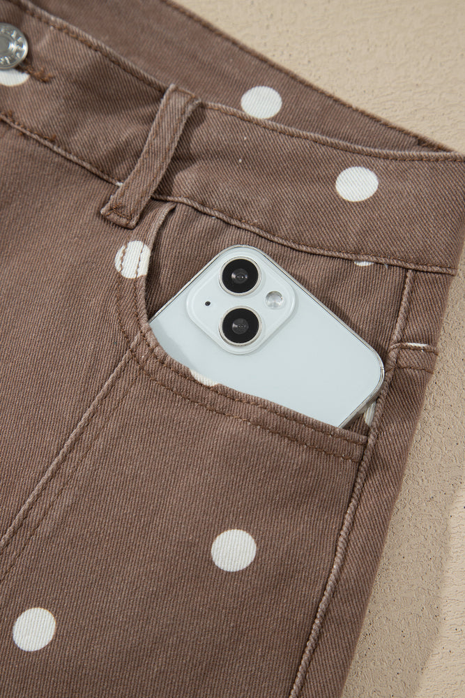 Brown polka dot barrel jeans view 15