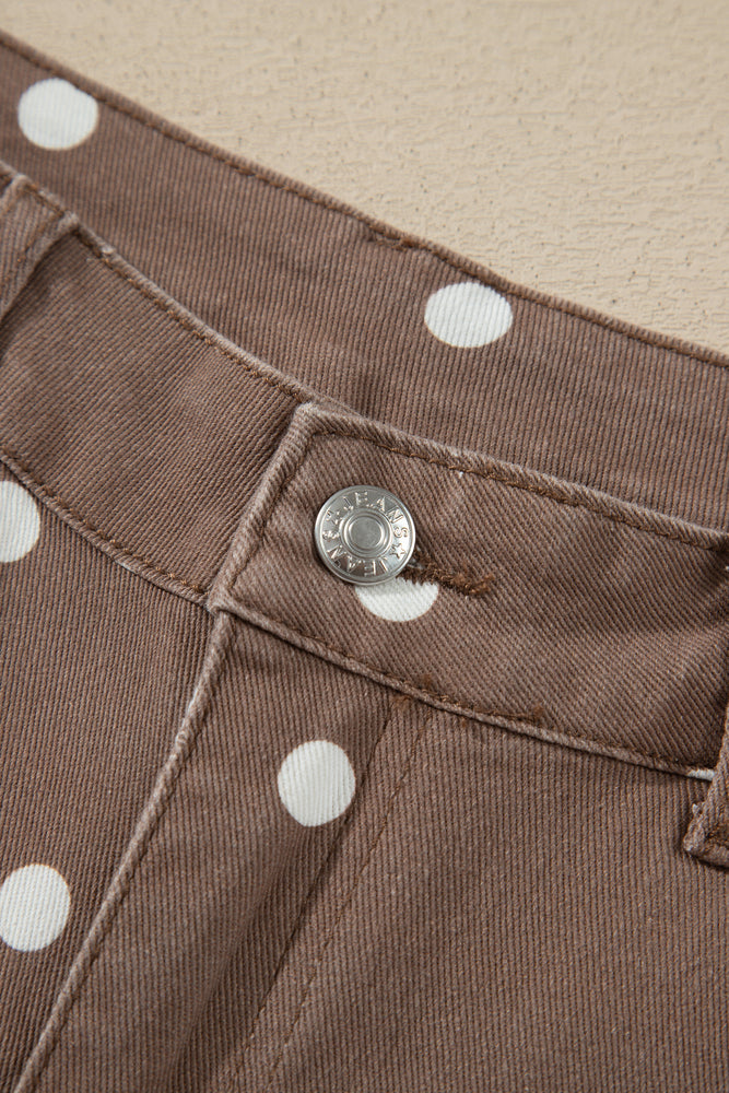Brown polka dot barrel jeans view 16