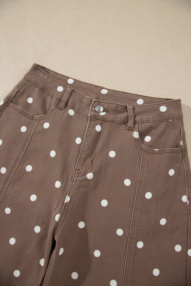 Brown polka dot barrel jeans view 17