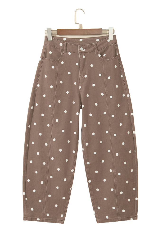 Brown polka dot barrel jeans view 20