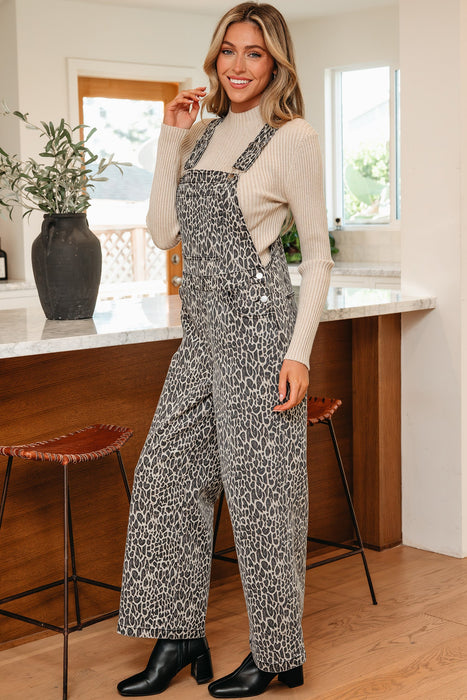 Leopard Denim Overalls Dear lover