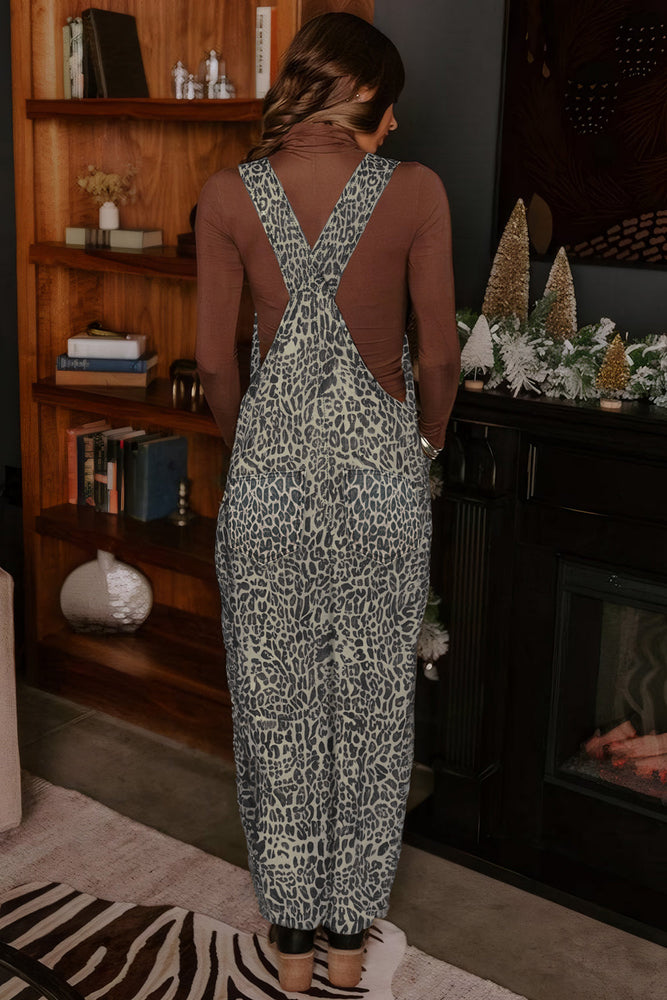Leopard Denim Overalls Dear lover