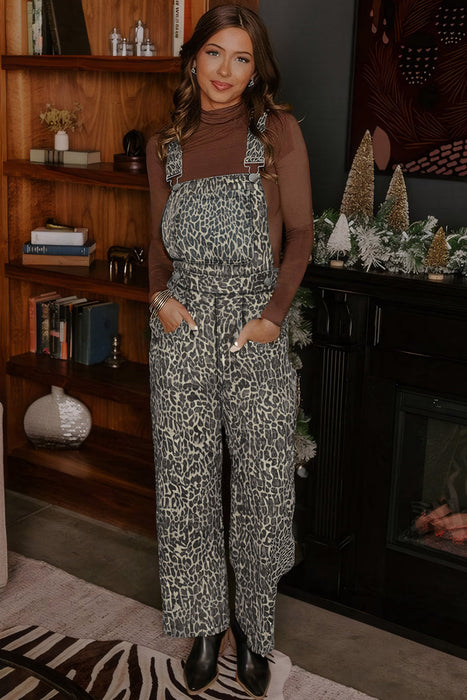 Leopard Denim Overalls Dear lover