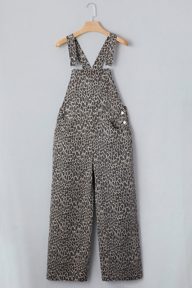 Leopard Denim Overalls Dear lover