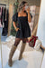 Black Denim Square Neck Smocked Short Puff Sleeve Flared Romper Dear lover