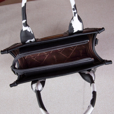 Wrangler Cow Print Concealed Carry Tote/Crossbody - Black