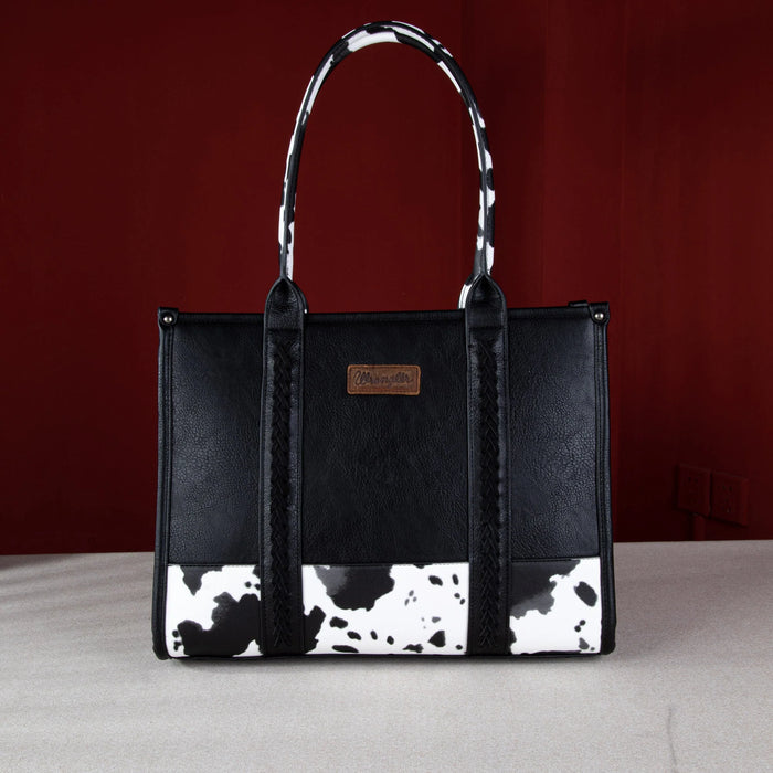 Wrangler Black Cow Print Concealed Carry Wide Tote