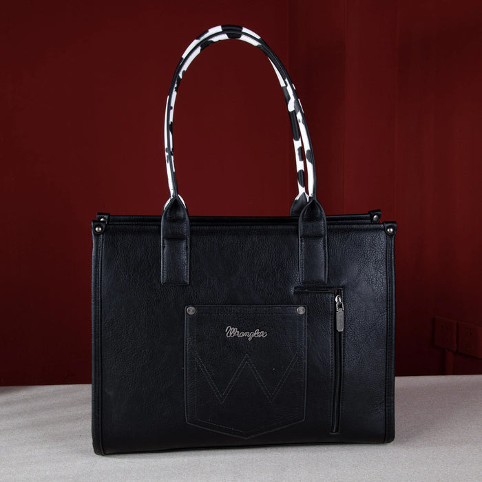 Wrangler Black Cow Print Concealed Carry Wide Tote