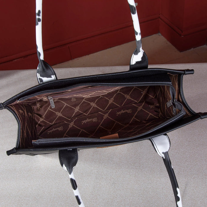 Wrangler Black Cow Print Concealed Carry Wide Tote