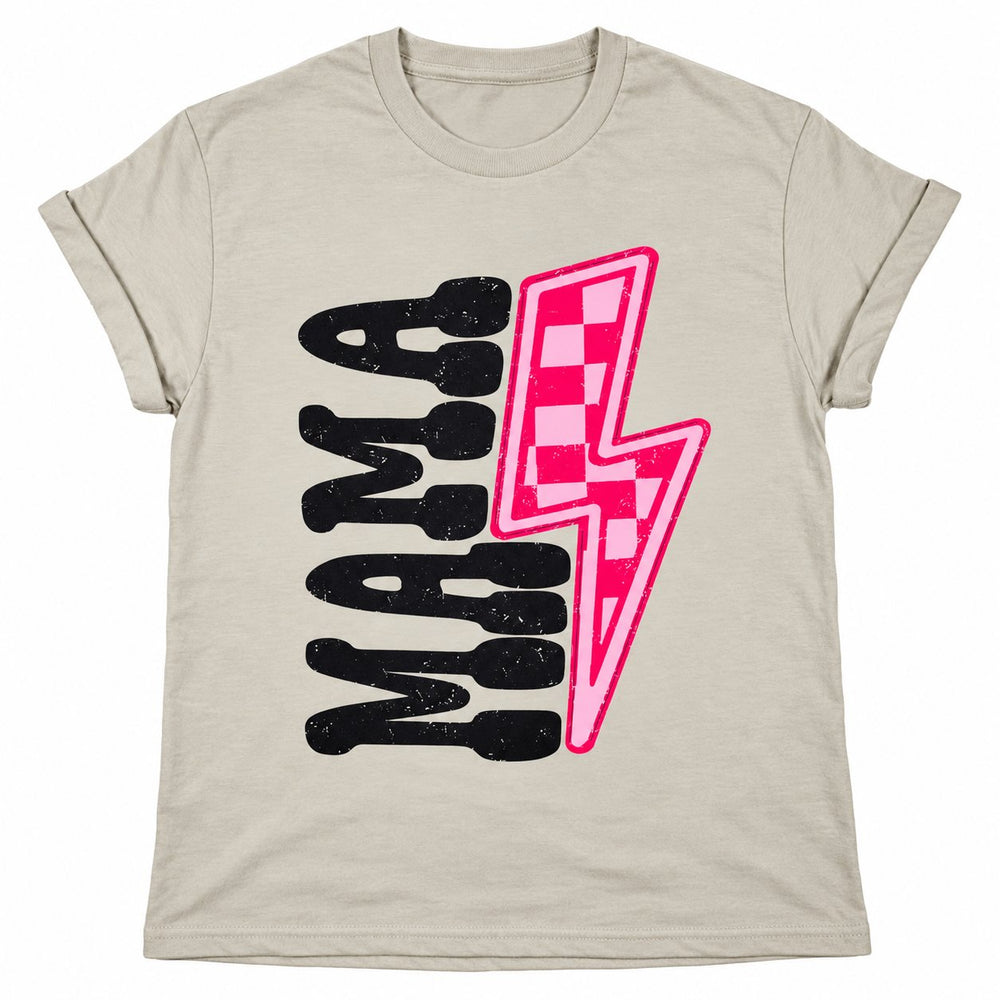Mama Pink Lightning Bolt T-Shirt in Sand