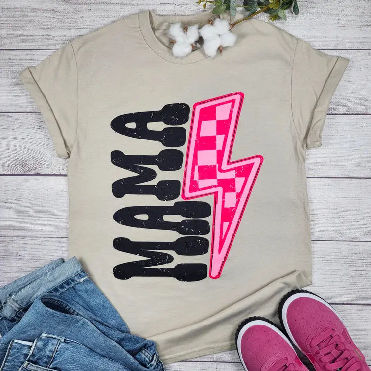 Mama pink lightning bolt T-Art Fashion