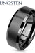 Brushed Center Gun Metal Beveled Edges Tungsten Carbide Rings hollywoodbodyjewelry