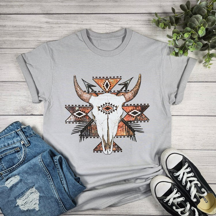 Rustic Aztec Cow Skull T-shirt